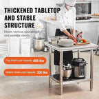 Mophorn Commercial Worktable & Workstation 24 x 30 x 32 Inch Stainless Steel Work Table Heavy Duty Commercial Food Prep Work Table for Home, Kitchen, Restaurant Metal Prep Table with Adjustable Feet