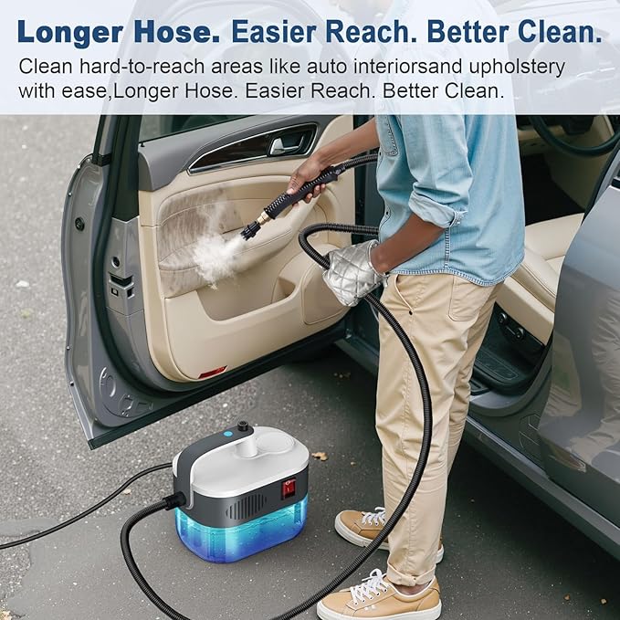 Steam Cleaner, Advanced 6-Level Adjustable Natural Steam, 10S Ultra-Fast Heat, 2500W Portable Car Steamer for Cleaning, Multi-Surface Steam Cleaner for Home Use, Kitchen, Bathroom, Grout, Tile, Floor