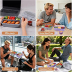 Caperci Bento Box Adult - 50 oz Large Lunch Containers for Adults and Teens, 4-Compartment Bento Lunch Box with Utensils & Leak Proof Sauce Cup, Dishwasher Safe, Durable, BPA-Free (Gray)