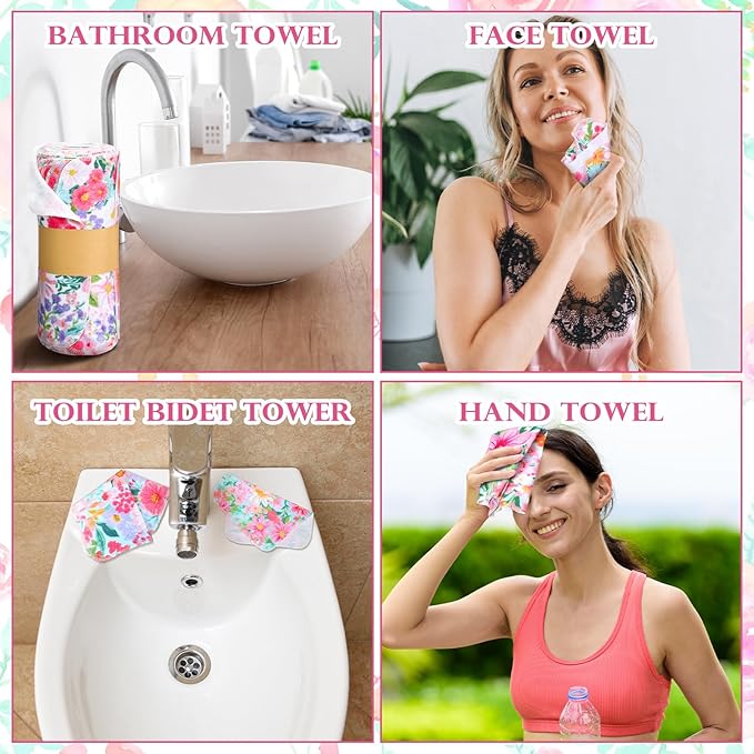 36 Count Reusable Cleaning Cloths Washable Cotton Kitchen Towels for Home(Bright Flowers,Nitid Color)