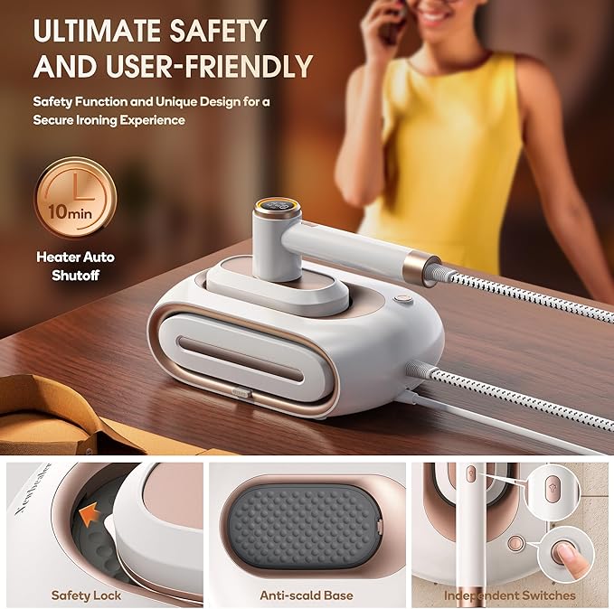 Newbealer 2In1 Pro Steam Station Iron, 1550W Turbocharged Steam for Clothes, 3-Level Steam & Dry Ironing, 30s Heat Up, 1.2L Detachable Tank, Auto-Off, Self Cleaning, Innovative Storage for Household