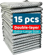 Extra-Large Size Multipurpose Wire Dishwashing Rag,Non Scratch Wire Dishcloth, Reusable Steel Wool Scrubber,Non-Scratch,Quick-Drying,Multi-Purpose for Kitchen,Bathroom Cleaning (15)