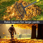 Rake for Leaves, 25 Tines 18" Wide Large Leaf Rake Heavy Duty for Lawns 6ft, Adjustable Lawn Yard Adult Kids Metal Garden Rake for Chicken Coop, Shrub, Pine Needle, Camping