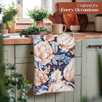 Maison d' Hermine Kitchen Towels Set of 3 100% Cotton 27.50" x 20" Reusable Cloth Tea Dish Towels Absorbent with Hanging Loop for Kitchen, Home, Dining, Cocktail Parties (Pumpkin Blues)