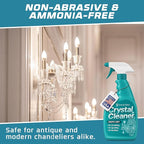 Crystal Chandelier Cleaner Spray Kit & Plastic Drop Cloth for Protection (32 oz) Drips Dry - No Spotting No Residue No Streaking Crystal Glass Spray Antique Chandeliers, All-Purpose Spray Cleaning Kit