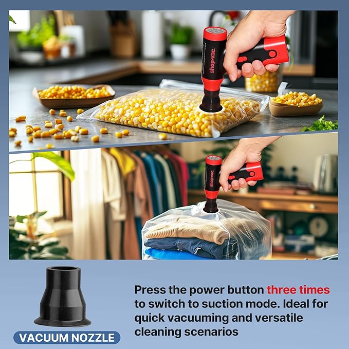 Shop-Vac 2-in-1 Electric Air Duster & Vacuum, 110000 RPM Cordless Air Blower with Brushless Motor, Variable Speed and Rechargeable, 6 Nozzles for Computer, Keyboard, House, Outdoor and Car