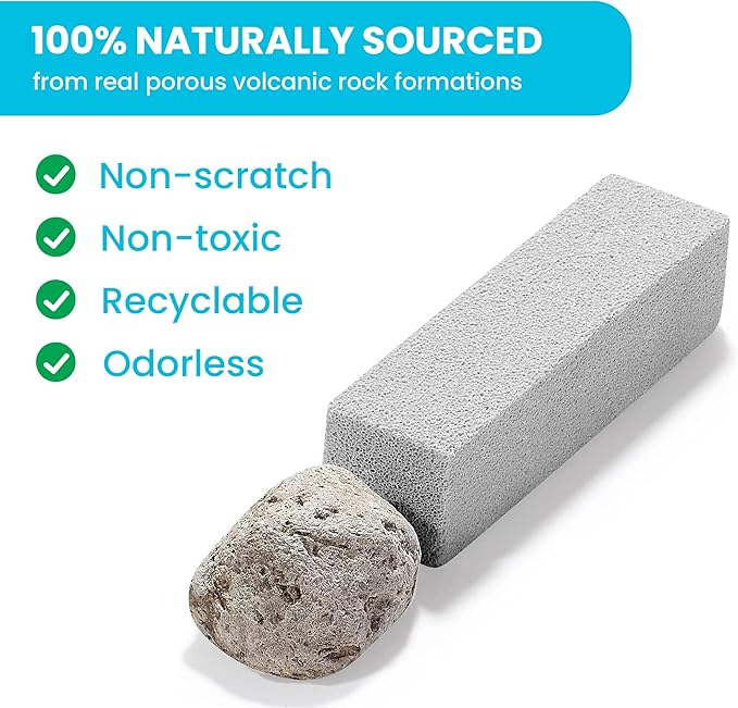 Pumice Stone Toilet Bowl Cleaner | Toilet Pumice Stone with Extra Long Handle | Scouring Stick for Toilet Cleaning, Stain Removal on Toilets, Grills, Tiles, Grout & Pools | 2 Pack