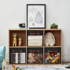 Storage Cube Organizer with Clear Window, Linen Collapsible Storage Boxes with PU Handles, Cube Storage Bins for Shelf, Closet, Cabinet, Bookcase (10.5x10.5x11, Black)