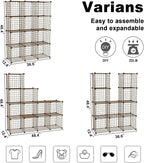 C&AHOME Wire Cube Storage, 12 - Cube Organizer Metal C Grids, Modular Shelves Units, Closet Organizer, Ideal for Home, Office, Living Room, 36.6”L x 12.4”W 48.4”H, Brown UWCS3012R