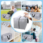 Homesure 12 Pack Large Strong Moving Bags with Zippers & Carrying Handles - Water-Resistant - Heavy Duty Storage Tote for Space Saving Moving Storage, Fold Flat, Alternative to Moving Box (Silver)