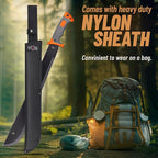 Machete with Saw 25" / 19" Heavy Duty Tool & Sheath - Ergonomic No-Slip Handle - Survival Knife with Serrated Blade - Machetes for Bushcraft Hunting Garden Cutting Trees and Yard Work