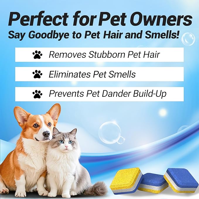 Washing Machine Cleaner Tablets 14 Pack for HE Front Load - Eco Friendly Washer Cleaning Tablets Formula - Pets Hair & Smell Solution - Septic Safe Descale Deodorize Protect - 1 Plus Year Supply