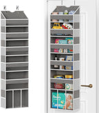 Over The Door Organizer Hanging - 6 Shelf Over Door Organizers with 6 Clear Front & 12 Side Pockets - Swing-proof 50LB Load Behind Door Storage for Closet Bedroom Bathroom Nursery Baby Essentials