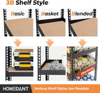 HOMEDANT 28" W 5 Tier Heavy Duty Garage Shelving Adjustable Metal Rack Storage Shelves Standing Shelf Unit Organizers Pantry Closet Black 1Pack