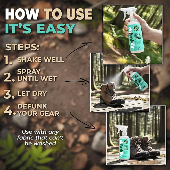 Odor Remover Spray, 32oz. 'Peppermint' Essential Oil Shoe Deodorizer, Odor Eliminator for Strong Odors on Activewear. ProvenSafe™ Fabric Freshener Spray, Deodorizer for Kids & Sensitive Gear