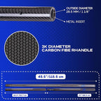 CKG Metal Detector Shovel Travel Carbon Handle Total Length 45.5' Diam 1.1 for Scoop Shovel, Universal Lightweight Pole for Beach Metal Detecting Digging Tools – Black/Travel Size