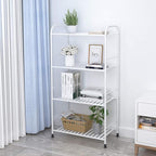 JSB 4-Tier Adjustable Shelving Unit, Heavy Duty Storage Rack Organizer Metal Corner Shelf for Kitchen Living Room Laundry Pantry Bathroom (White, 4 Tier)…
