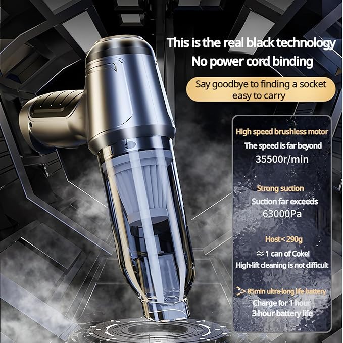 Handheld Vacuum Cleaner Cordless, Portable Keyboard Handheld Vacuum, 12000Pa Mini Wireless Vacuum Cleaner with 3 in 1 Brushless Motor and TypeC for Car,Home,Pet,Office