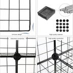 C&AHOME Wire Cube Storage - 9-Cube Organizer, Metal Grids, Modular Bookshelf, Closet Cabinet, Ideal for Home, Living Room, Office - 36.6'L x 12.4'W x 48.4'H Black