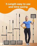 Chicken Poop Scooper with Ergonomic Grip, 4 in 1 Adjustable Chicken Coop Pooper Shovel (24 to 70"), Sifting Litter Shovel Scoop for Chicken Coop/Goat Stall/Stable Cleaning