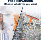 Professional Window Squeegee,2 in 1 Squeegee Window Cleaner with Long Stainless Steel Handle,Sponge Car Window Squeegee for Gas Station, Glass,Shower (Sponge Style)