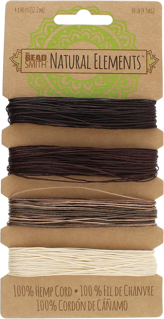 The Beadsmith 100% Hemp Cord – Neutral Colors – .55mm, 40 Foot Spool, 10LB Test Strength – Twine for Jewelry Making, Macrame, Paper Crafts, Gardening, Scrapbooking, Home Décor, DIY String Art & More