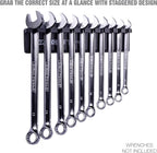 OEMTOOLS 22513 Magnetic Wrench Holder and Tool Organizer, Magnet Holds Up To 10 Wrenches To Most Metal Surfaces, SAE and Metric, 9.25 Inch Magnetic Tool Holder For Shop Or Garage, Black