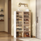 ANTBOX Portable Shoe Rack Organizer for Closet Entryway, Stackable Sneaker Storage Shoe Cabinet with Magnetic Clear Door, Large Plastic Storage containers Bins with Lids 7 Tiers 28 Pairs