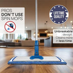 18” Pro Microfiber Hardwood Floor Mop - Cleans Floor in Seconds | Dust & Wet Mopping | Hardwood, Tile, Laminate & Vinyl with 3 Washable Pads, No Buckets Needed with Deluxe Household Mop
