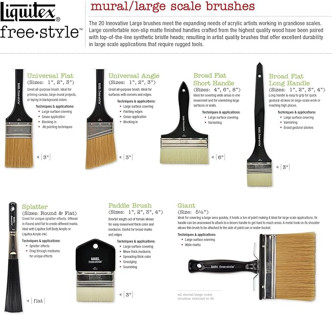 Liquitex Large Scale Broad Flat/Varnish Brush, Long Handle, 4"