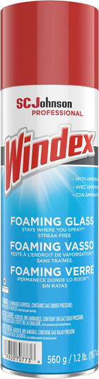 SC Johnson Professional Windex Foaming Glass Cleaner, Fresh, 20 oz Aerosol Spray, 6/Carton (333813)
