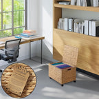 Casafield Rolling Filing Cabinet, Natural - Water Hyacinth File Organizer with Lid and Locking Wheels, Home Office Storage for Hanging Folders