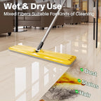 JOYMOOP 17.7-Inch Microfiber Flat Mop Replacement Pads – Washable Reusable Grey & Stripe, Pack of 2 Wet & Dry Refill for JOYMOOP Flat Mop & Mop Bucket Set
