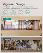 SONGMICS 6 Pack Drawer Organizers, 120 Cells (3x16+3x24), Foldable Dividers, 11.8 x 11.8 x 3.9 Inches, for Socks, Underwear, Ties, Belts, Dove Gray URUS011G02
