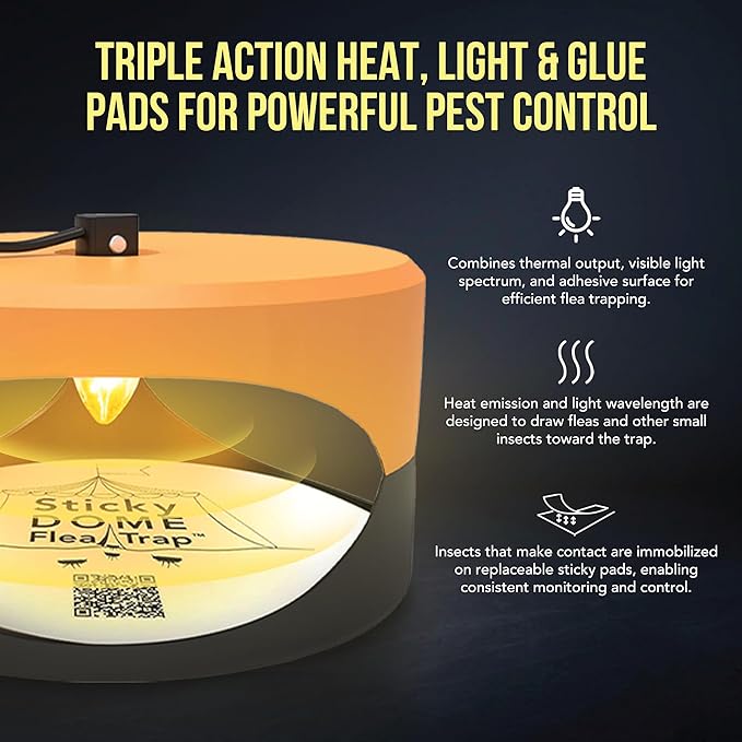 ASPECTEK Sticky Dome Flea Trap, Odorless Glue Trap with 2 Sticky Discs, Effective Bed Bug Killer and Flea and Tick Treatment, Indoor Insect Trap for Bugs, 1 Pack in Orange and Dark Gray