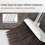 42.7'' Broom with Dustpan Combo Set, House Warming Gifts New Home, Dust pan and Broom Set, Long Handle Broom with Stand Up Dustpan Combo Set for Office Home Kitchen Lobby Floor Use (Khaki)