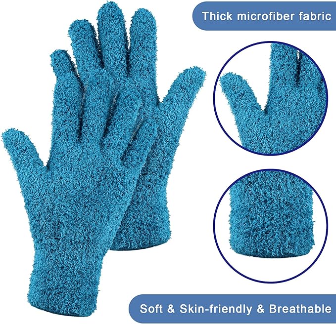 Patelai 3 Pairs Microfiber Plant Dusting Gloves Leaf Cleaning Gloves for Indoor Plants, Blinds, Furniture, House (Purple,Blue,Rose Red,Small)