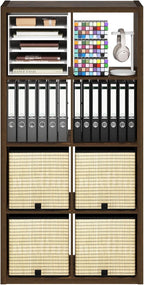 Furinno Cubicle Open Back Decorative Cube Storage Organizer, 8-Cube, Amber Pine