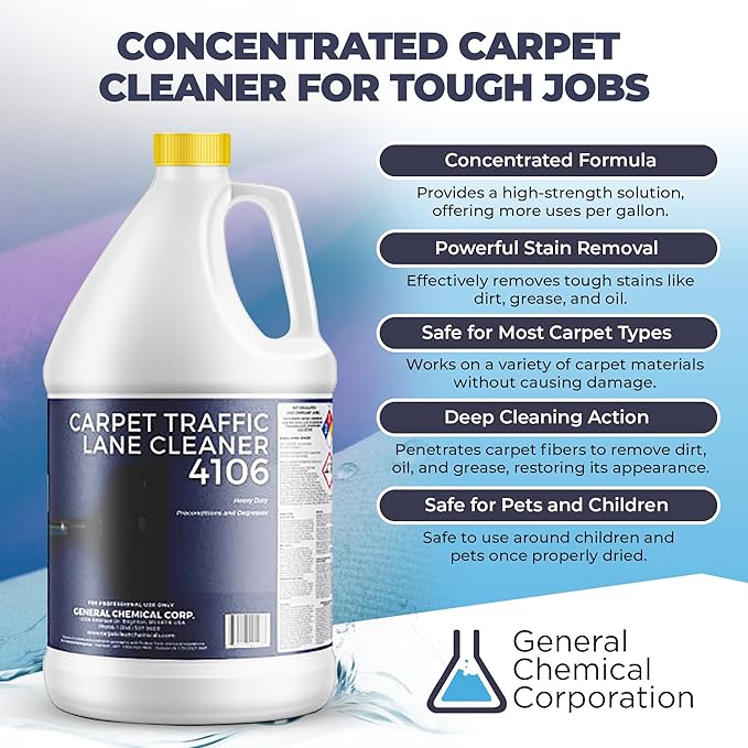 Carpet Traffic Lane Cleaner 4106 - Concentrated Carpet Pre Treatment Stain Remover - Incredible Stain Remover - Ideal for Industrial & Home Rug Cleaning - 1 Gal