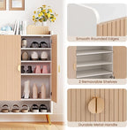 COSIEST 43" 7-Tier Shoe Cabinet with Doors, Wooden Shoe Storage Cabinet with Adjustable Shelves, Freestanding Shoe Rack Organizer for Entryway, Hallway, Closet, Living Room, Rustic Brown
