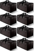 HOMESURE 8 Pack Large Strong Bags with Zippers & Carrying Handles - Water-Resistant - Heavy Duty Storage Tote for Space Saving, Fold Flat, Alternative to Moving Box (Black)