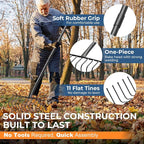85" Adjustable Rake with 16" Wide Lightweight L-Shaped Head - No-Bend Gardening Tool for Hay, Leaves, and Mulch - Comfortable Metal Rake to Prevent Back Pain