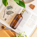 Vine Creations Amber Glass Soap Dispenser, 2 Pack Kitchen Soap Dispenser Set with Stainless Steel Pump, 16 oz Hand Soap and Dish Soap Dispensers for Kitchen or Bathroom with Waterproof Labels