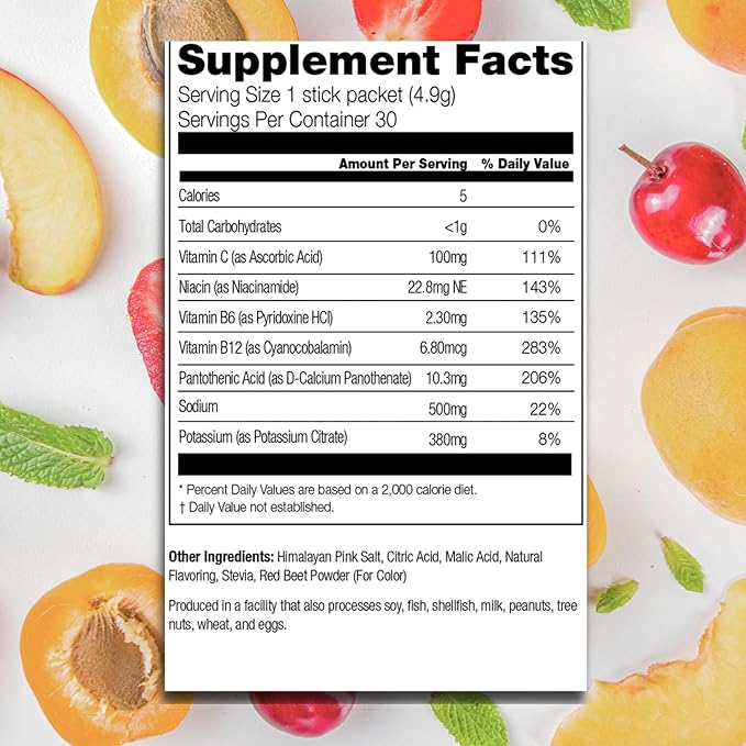 310 Nutrition Sugar Free Electrolytes Powder - Instant Hydration Packets for Daily Fluid Balance - Caffeine-Free Rehydration Drink Mix w/Vitamins, Low Calorie & Keto Friendly - Strawberry 30 Singles