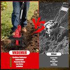 Cordless Tiller Cultivator, 360RPM 9inch Wide Electric Garden Tiller,Total 8000mAh Battery Powered Mini Cultivator,48 Steel Tines Portable Rotary Tiller for Gardening (2 x 4.0AH Battery)