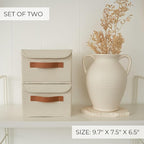 Decorative Linen Storage Boxes with Lids - Spacious Set of 2 Organizer Bins for Your Home Decor - The Perfect Small Container to Safely Store Photos, Documents and Memory Box Keepsakes in Style