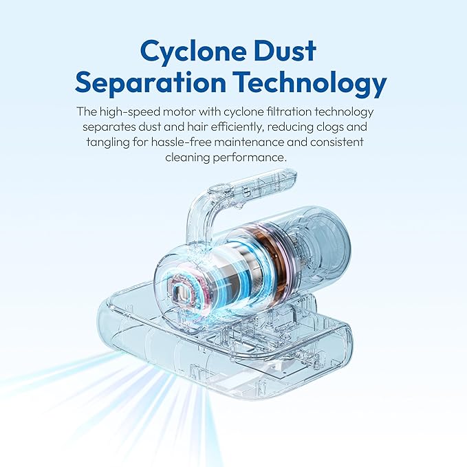 Mattress Vacuum Cleaner UV Sanitizing with HEPA Filter,350W Anti-Allergen for Bed,Carpet,Couch,Dust & Pet Hair, 0.4L Dust Cup with Washable Fliter, Auto UV Shutoff & Overheat Protection