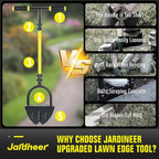 Jardineer Edger Lawn Tool Long Handle, Upgraded Manual Grass Edger with Double V-Shaped Serrated Edge Blade and Wide Footplate, Edgers for Landscaping Yard Maintenance