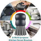 Mini Dish Brush for Cleaning Chicken Shredder, Palm Brush Dish Scrubber with Ergonomic Grip, Kitchen Brush for Washing Dishes, Pans, Pots, Sink (1, Gray)