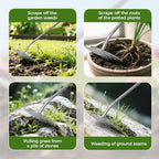 2025 Upgraded Weed Puller Tool,Portable Garden Weed Rake Uprooting Weeding Tool with Handle,4 Tooth Manganese Steel Manual Weeder Remover Tool for Gardening Backyard Farm Planting & Weeding